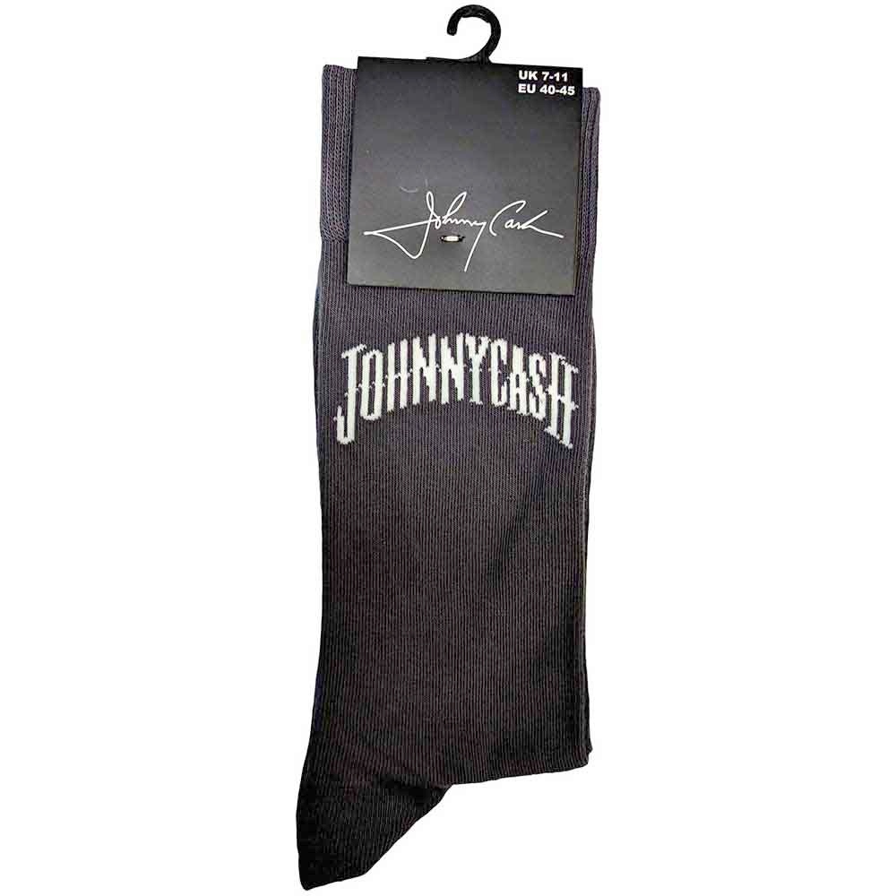 Johnny Cash - Man In Black Logo Socks - Grey